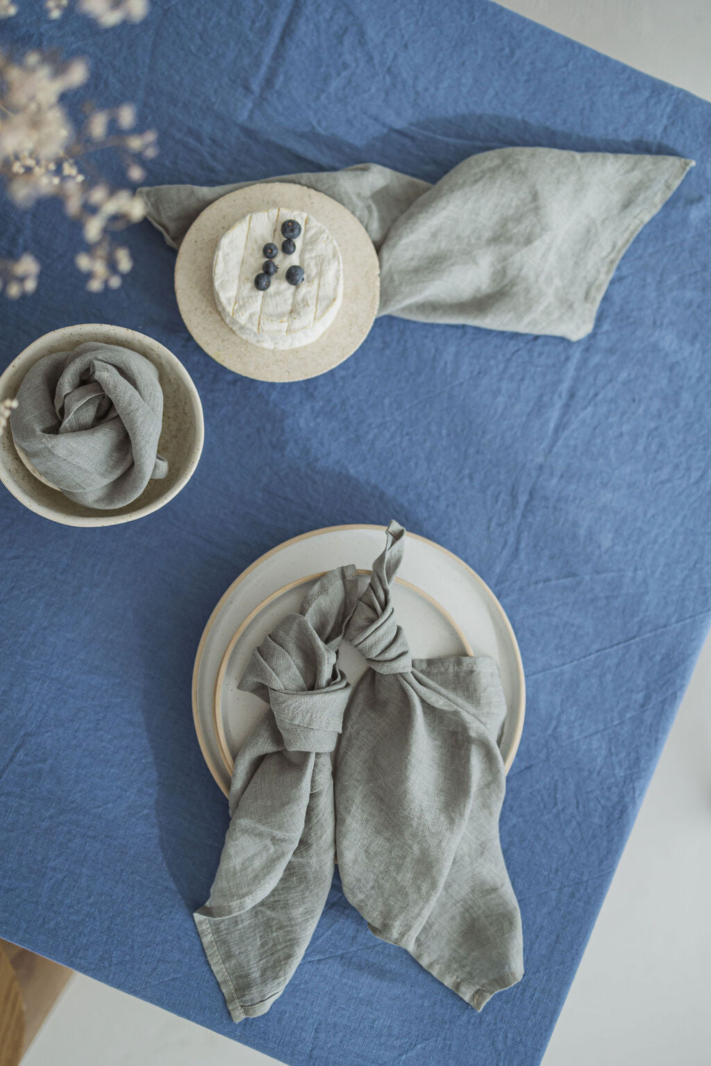 Natural Stonewashed Dusk Blue Linen Tablecloth Epic Linen
