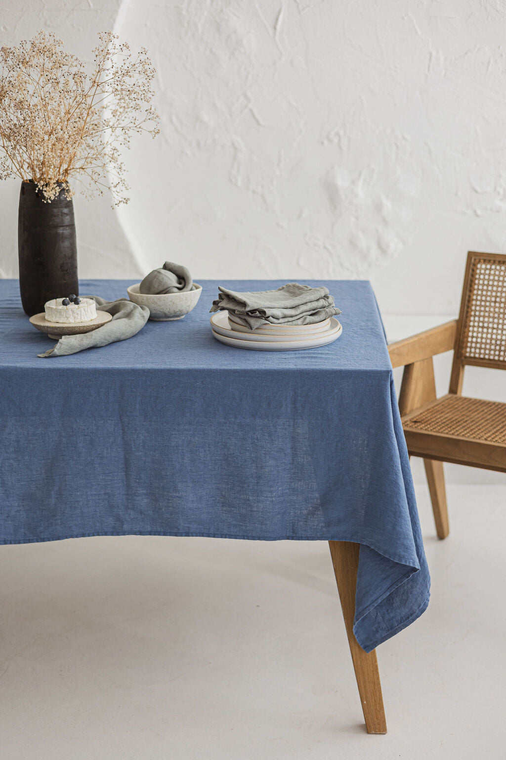 Natural Stonewashed Dusk Blue Linen Tablecloth Epic Linen