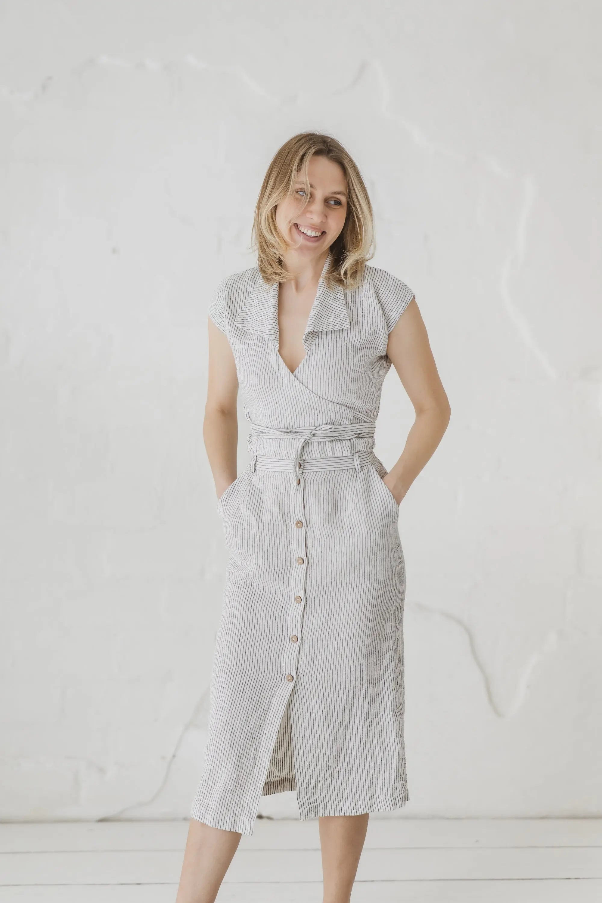 Linen Front-Button Skirt - Stella