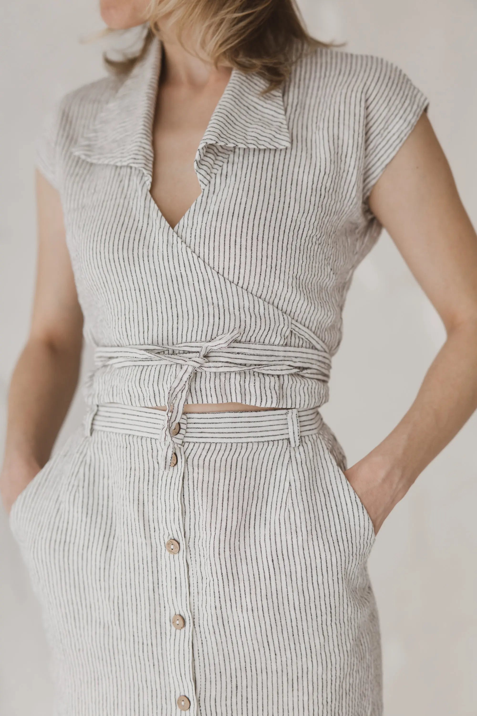 Linen Front-Button Skirt - Stella