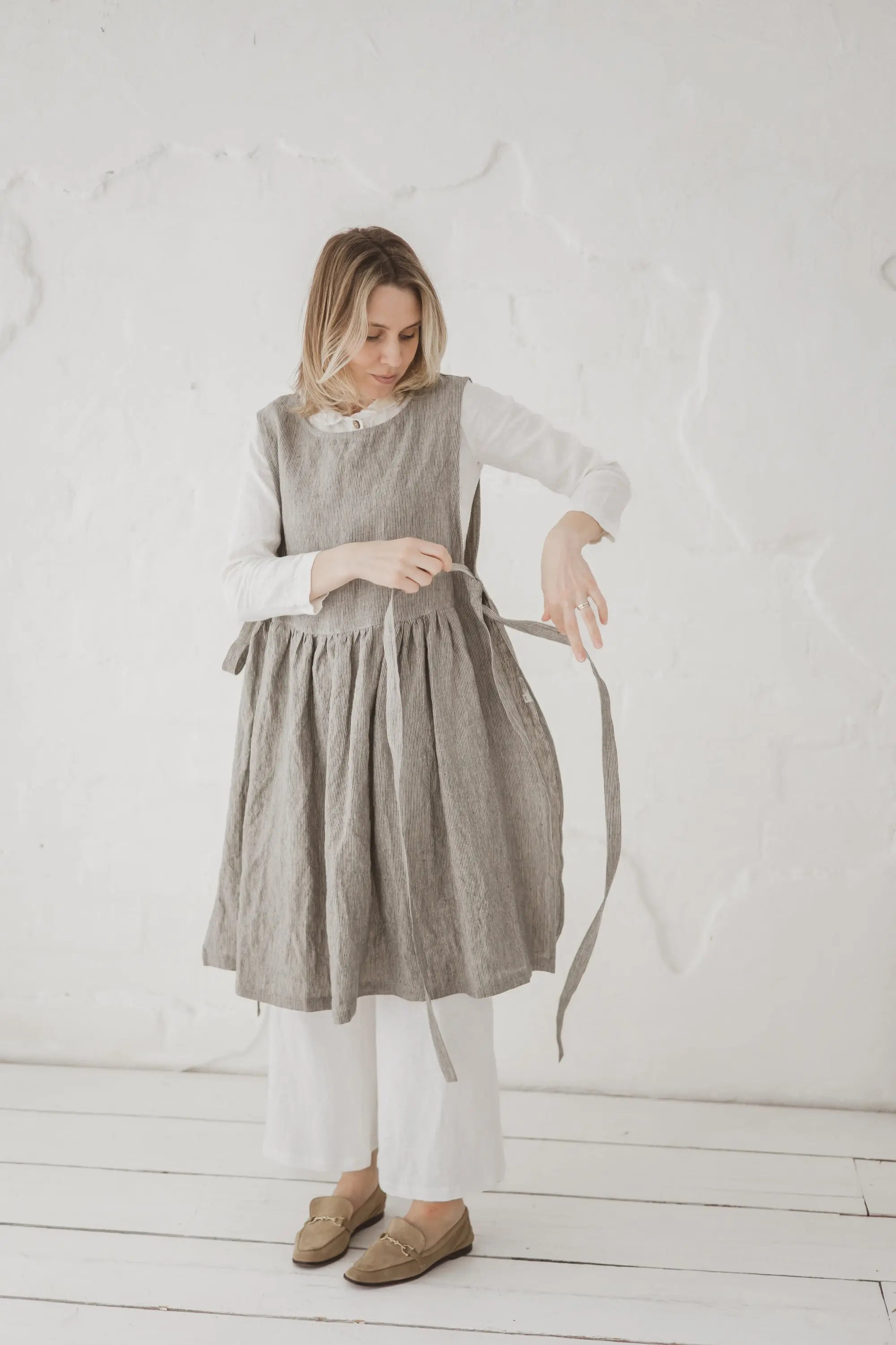 Convertible Linen Pinafore Dress