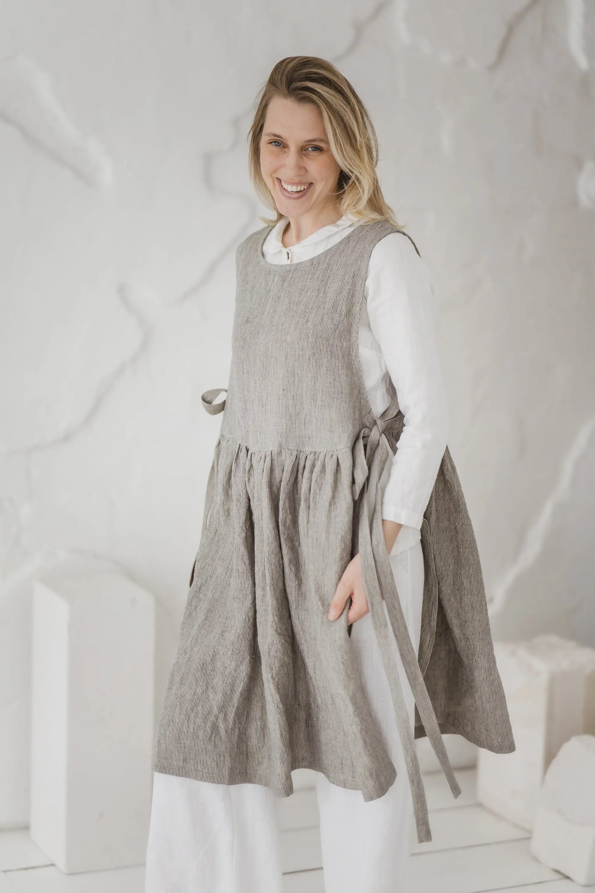 Convertible Linen Pinafore Dress