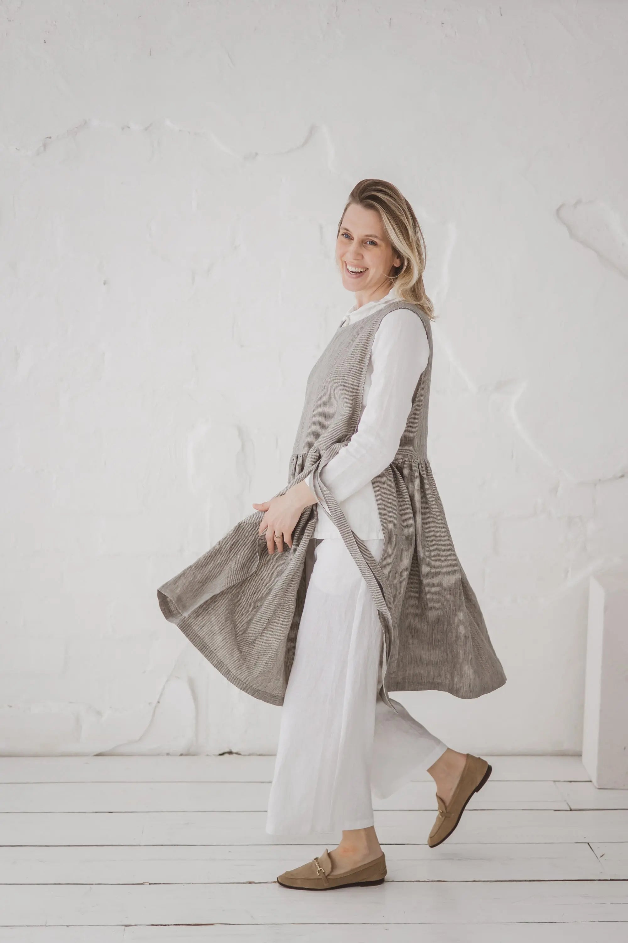Convertible Linen Pinafore Dress