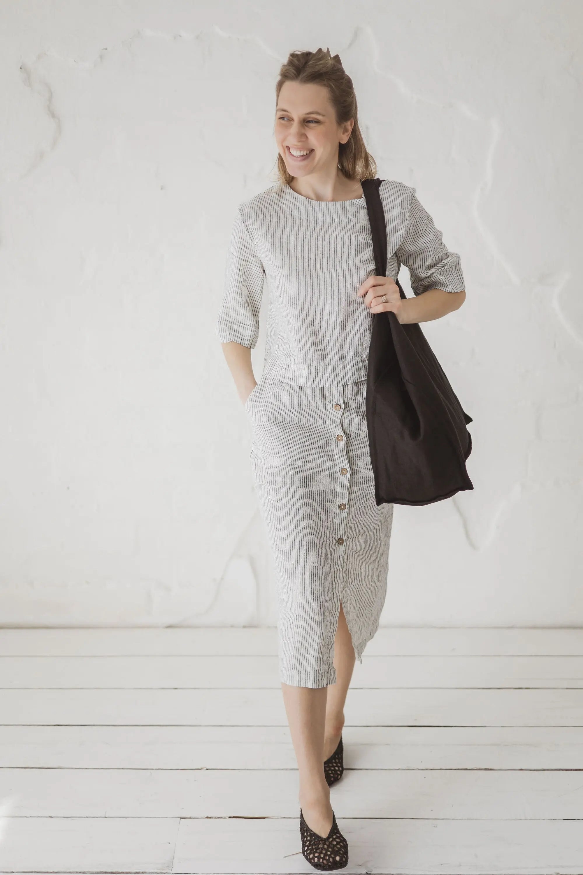 Linen Boxy Crop Top - Chloe