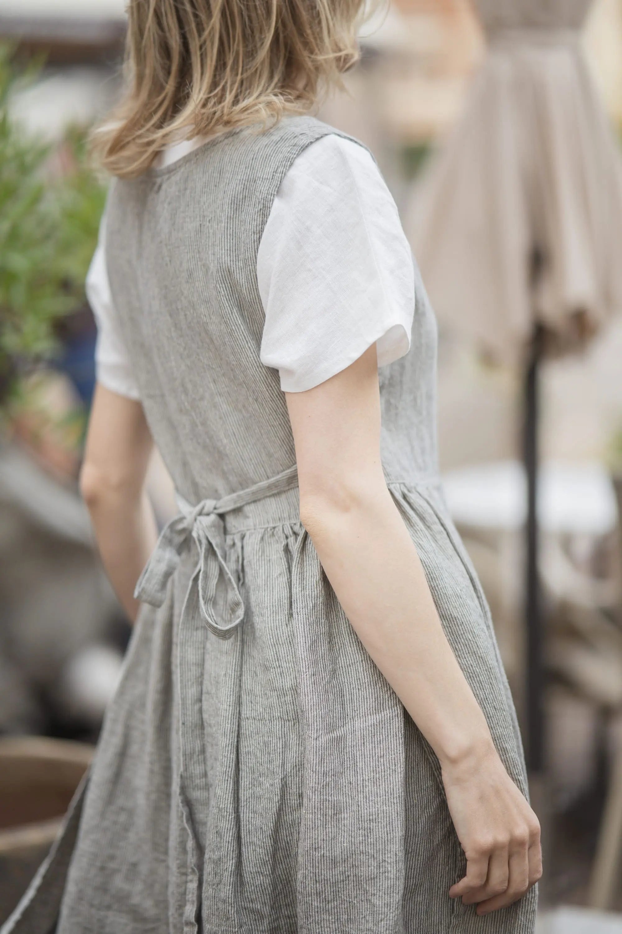 Convertible Triple Linen Pinafore Apron