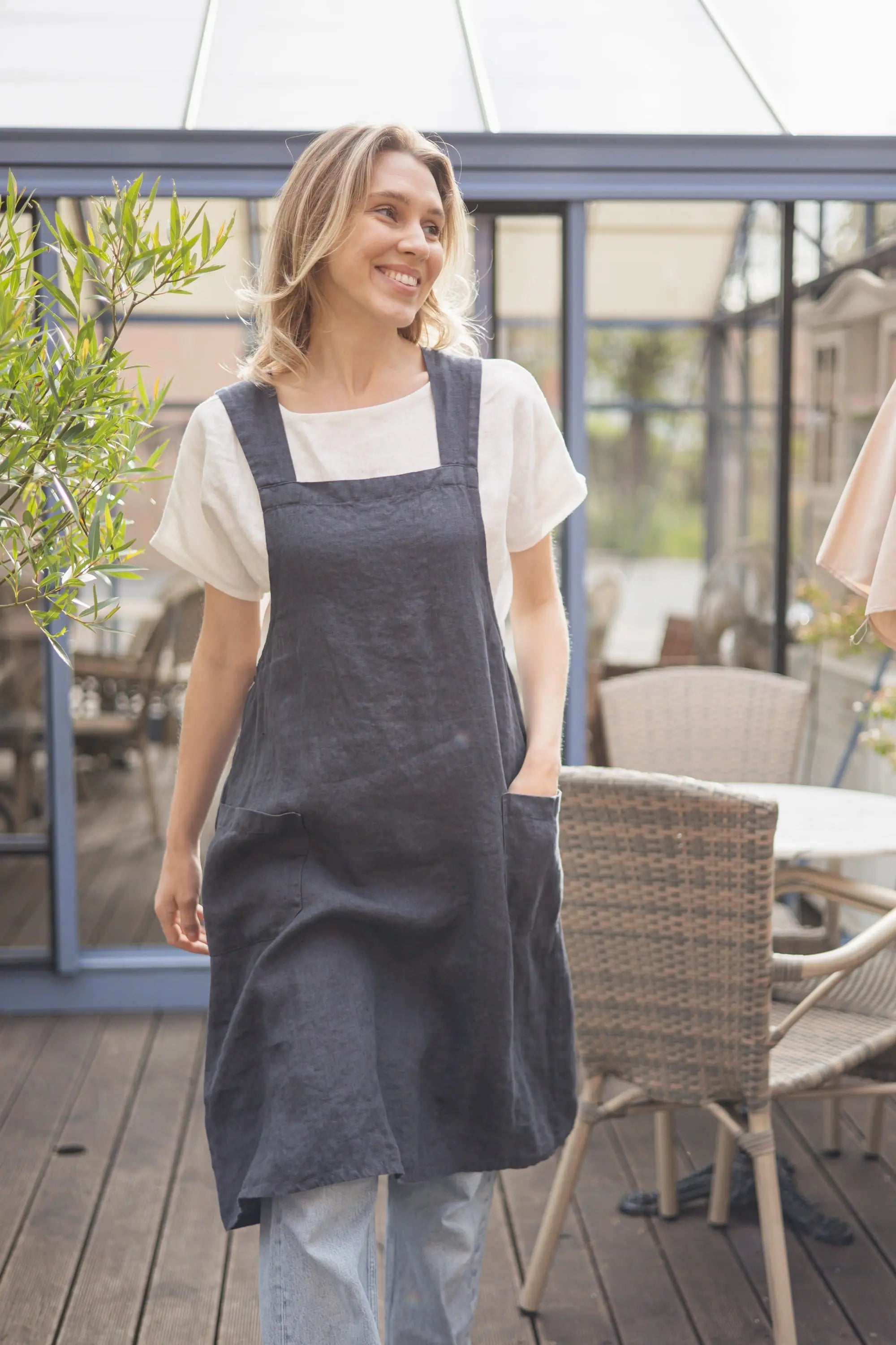 Softened Linen Pinafore Apron