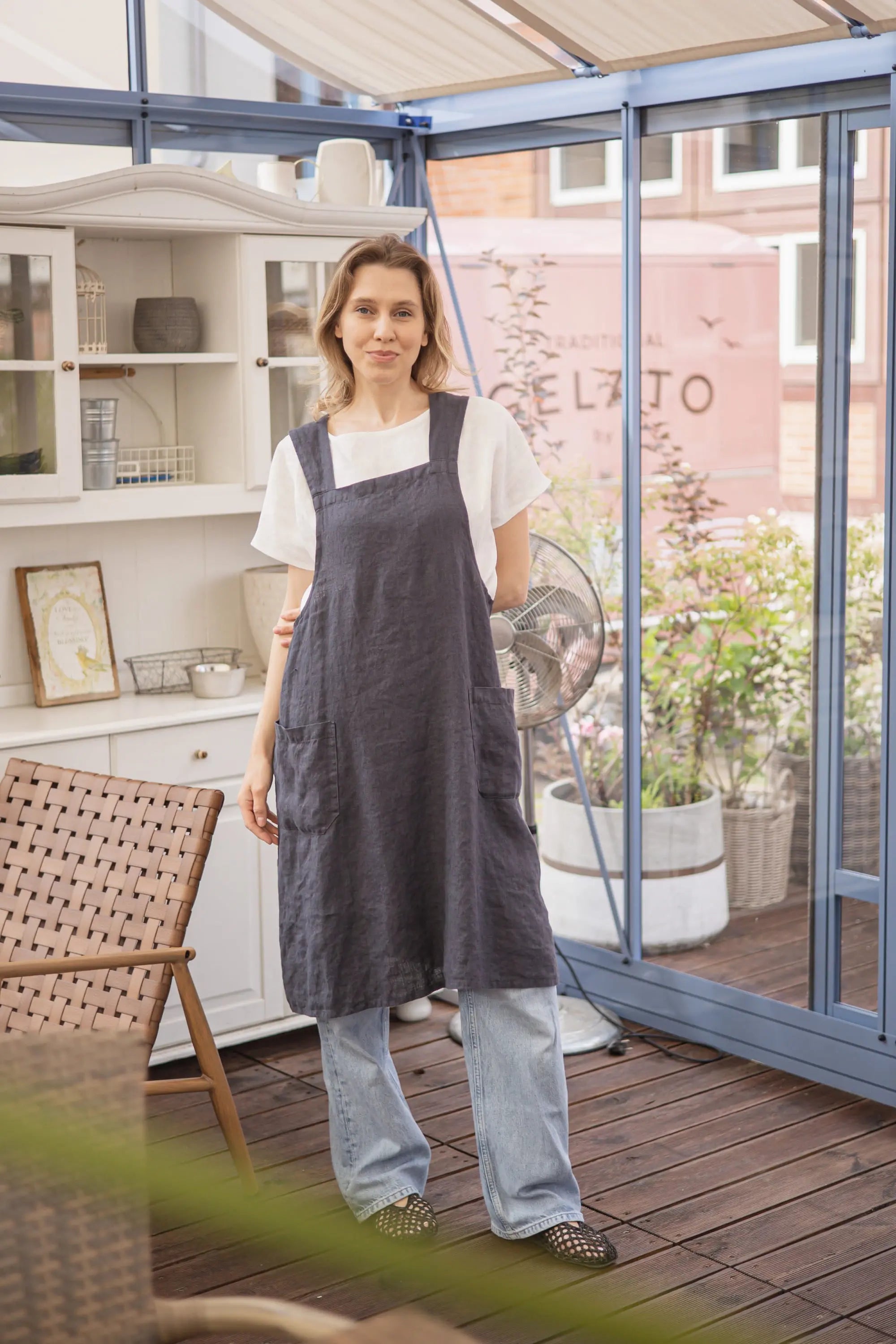 Softened Linen Pinafore Apron