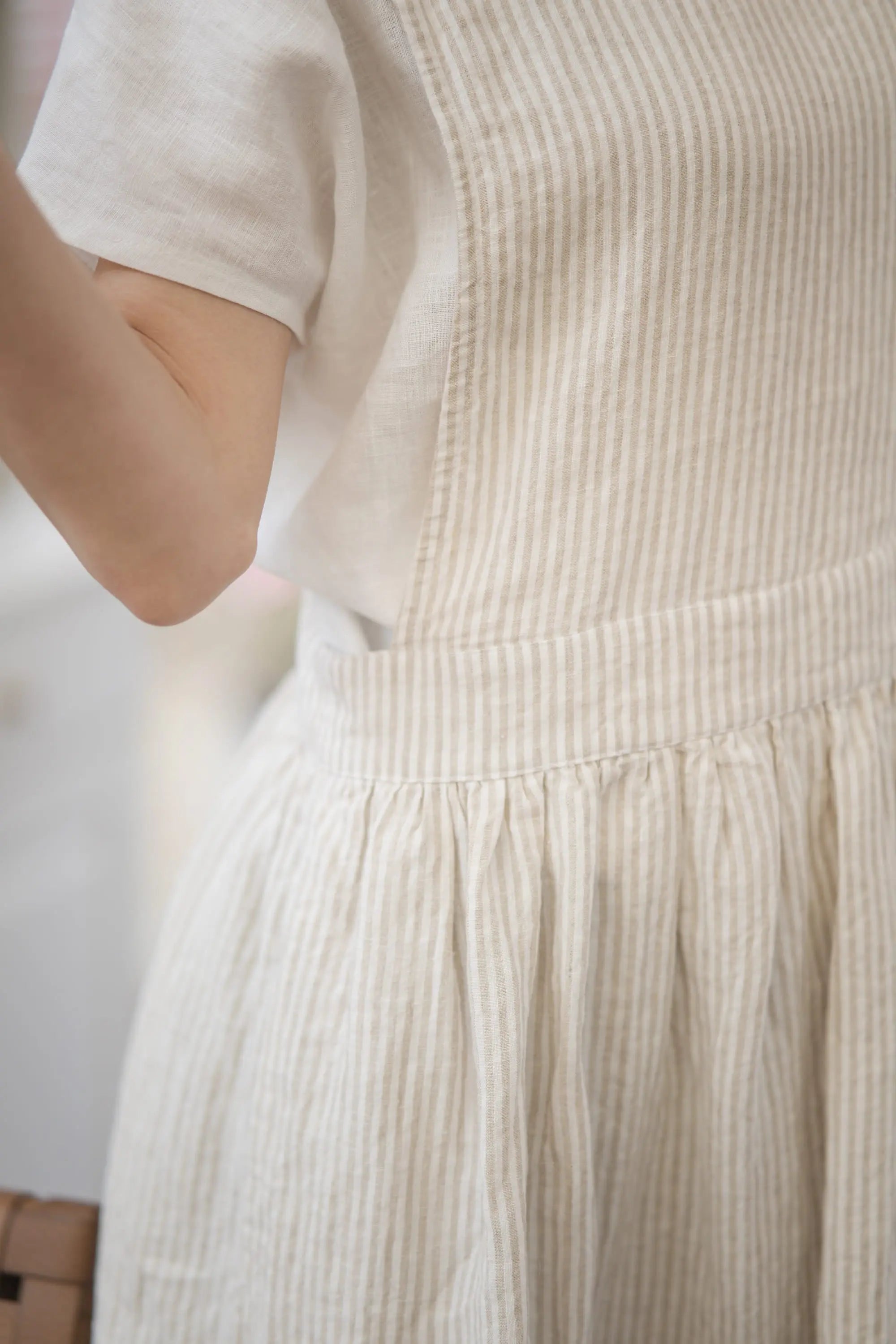 Striped Linen Crossback Apron Dress