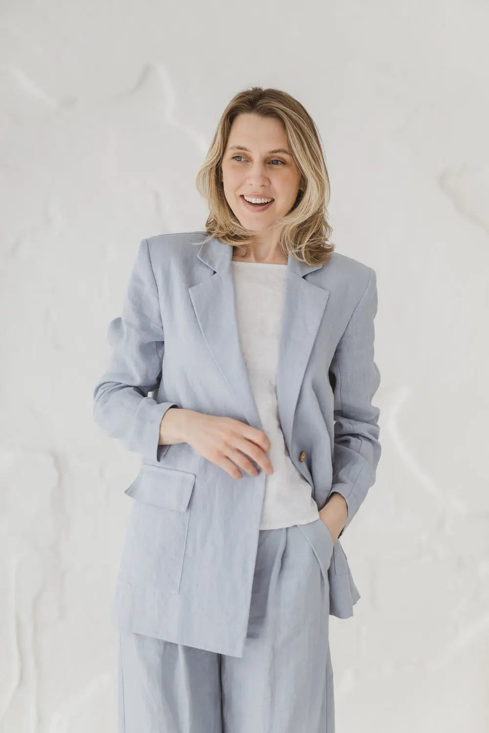 High-Waisted Wide Leg Pleated Linen Trousers