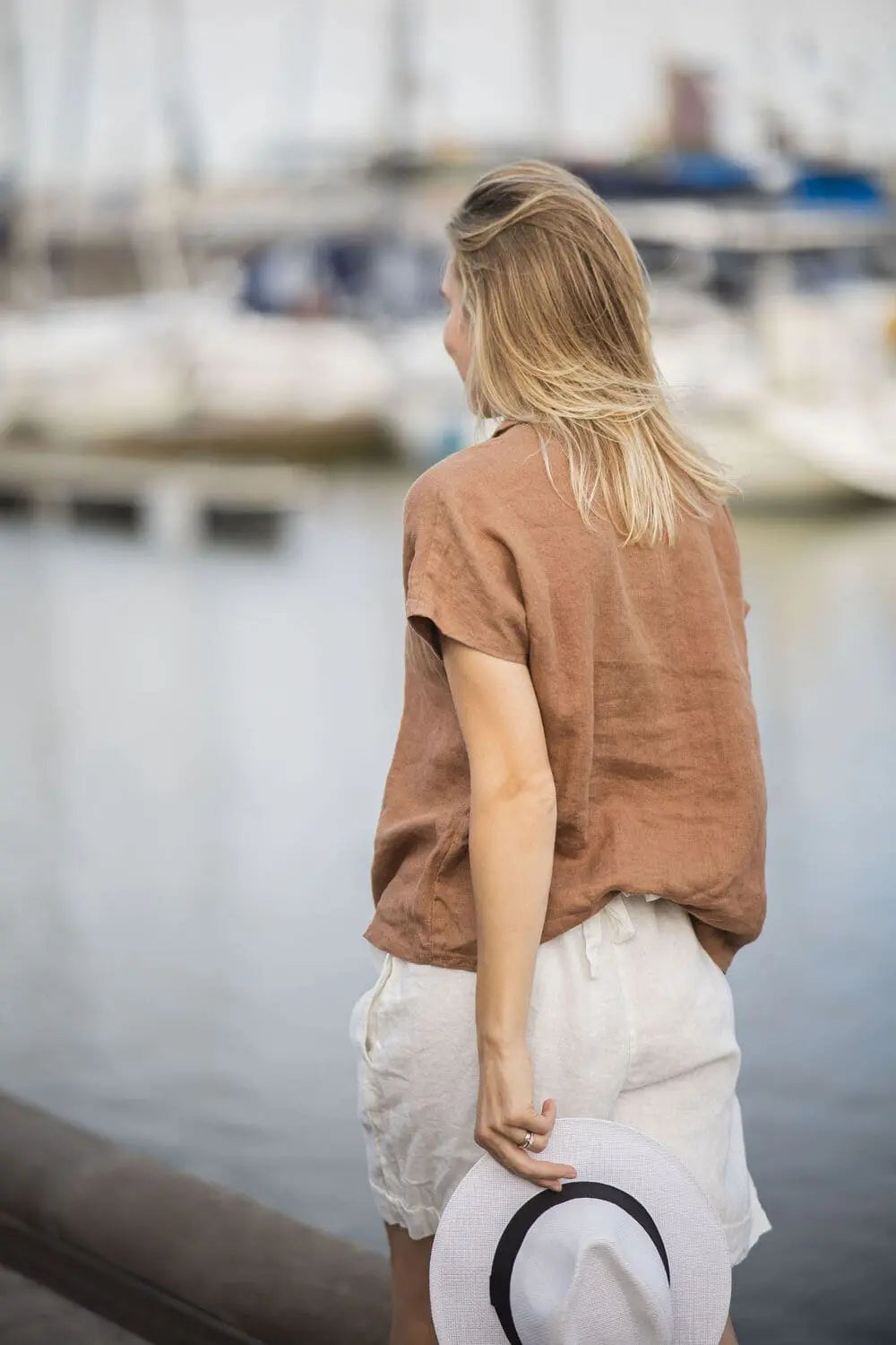 Relaxed Linen Short Sleeve Blouse
