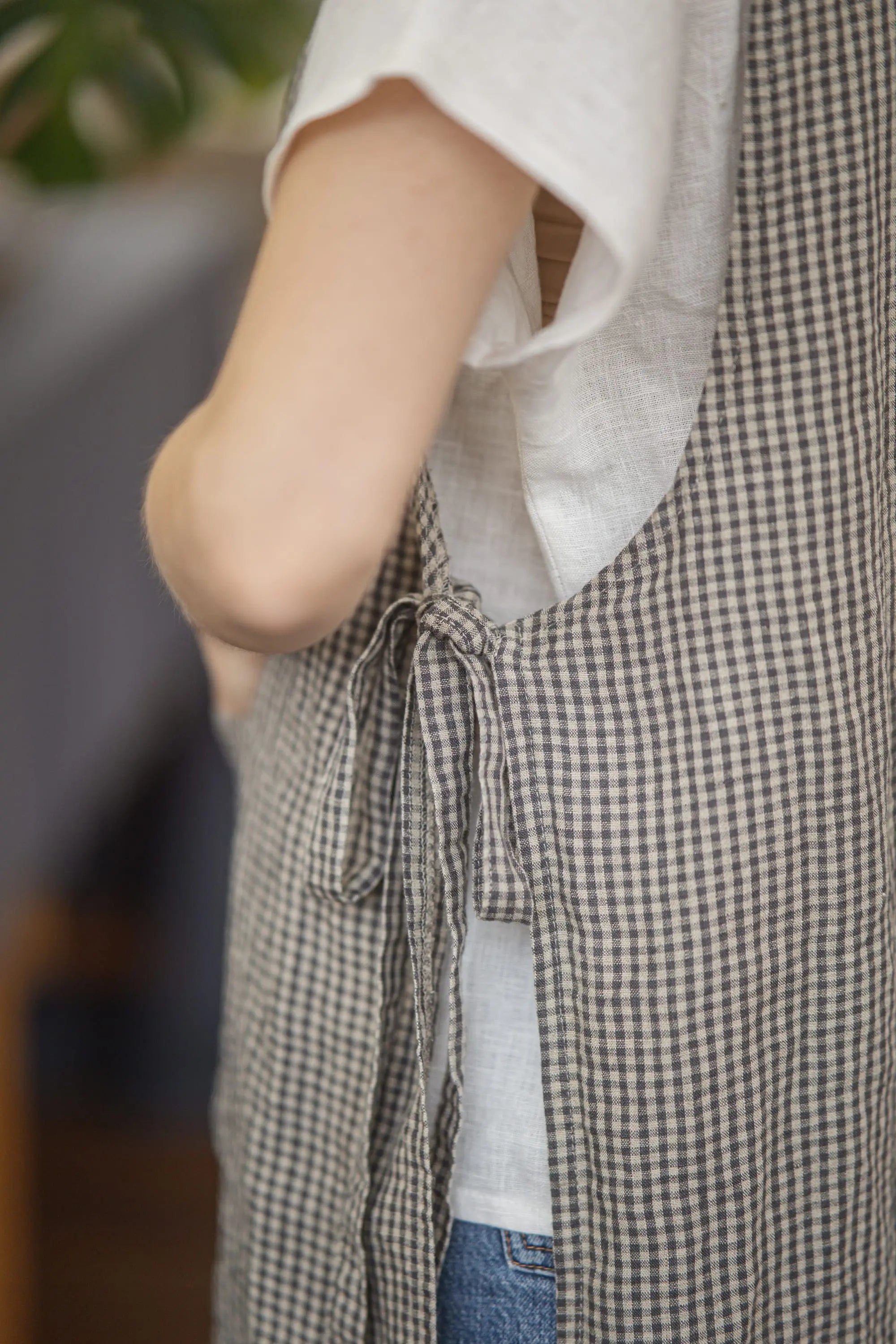 Linen Gingham BBQ Apron