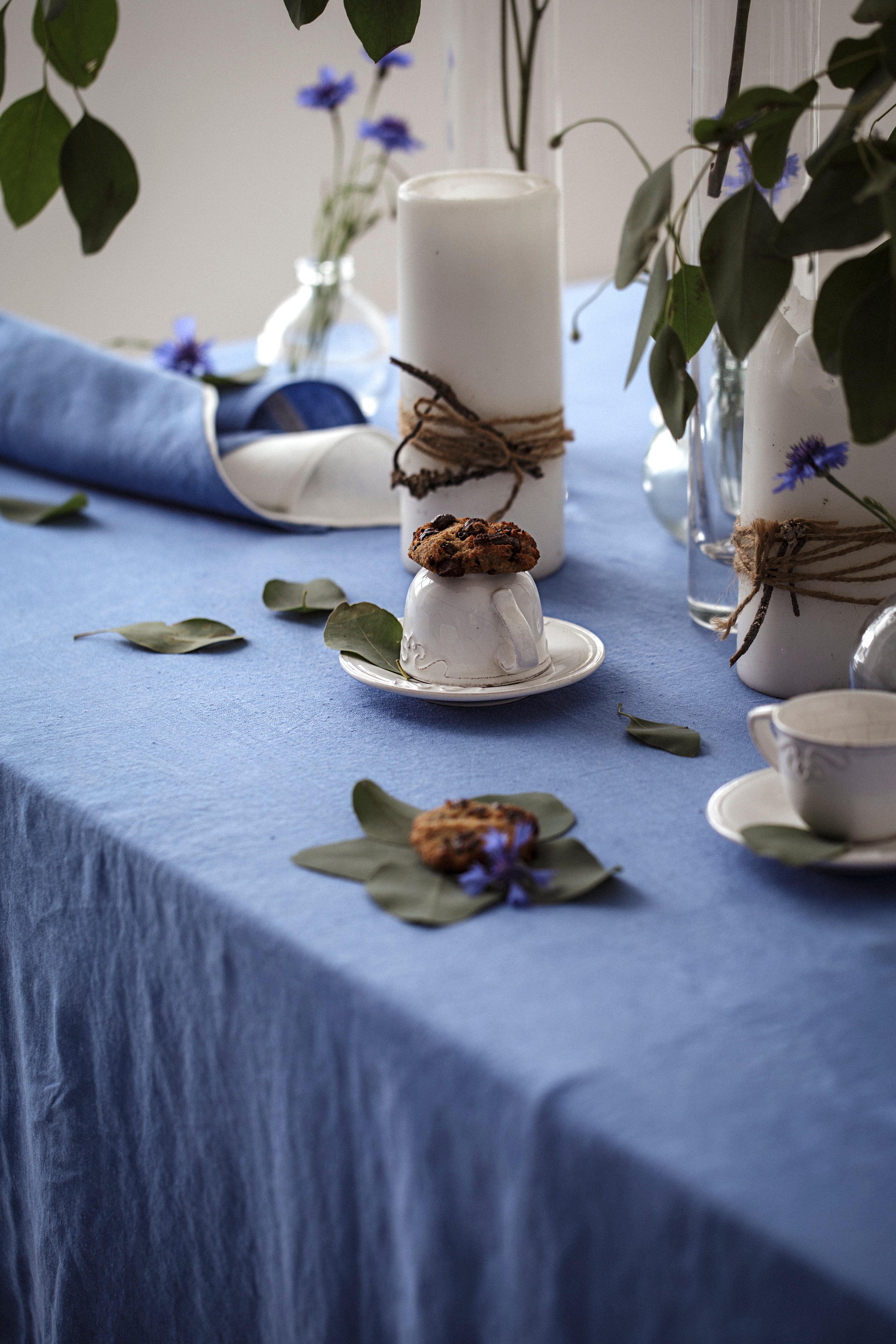 Natural Stonewashed Dusk Blue Linen Tablecloth Epic Linen