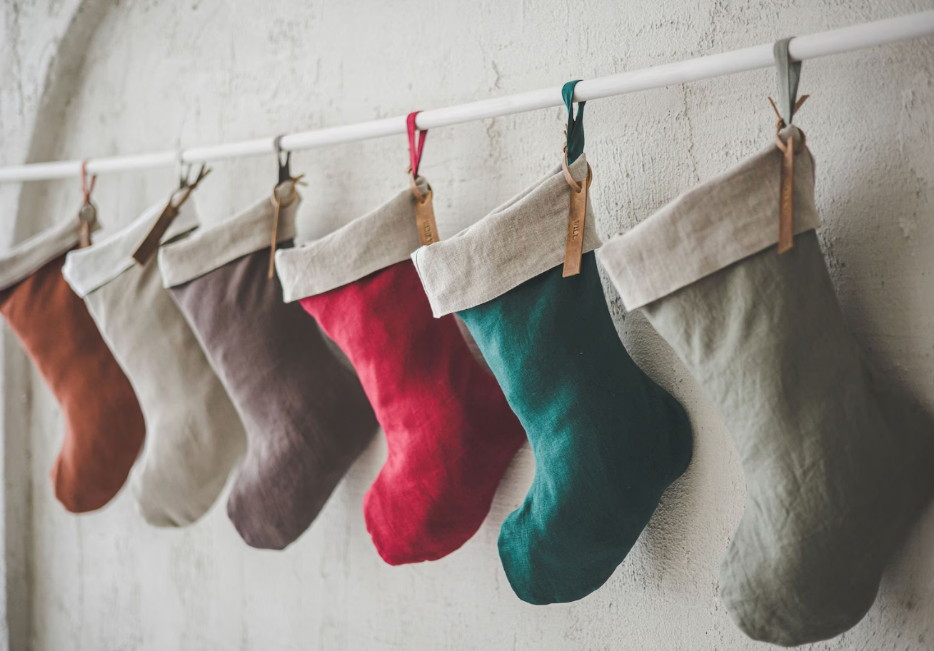 Christmas Linen Stocking with Free Personalization epiclinen.com