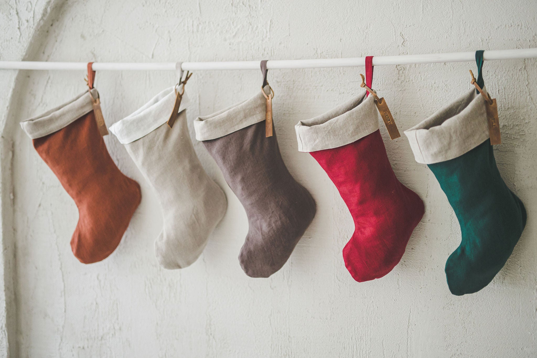 Christmas Linen Stocking with Free Personalization epiclinen.com