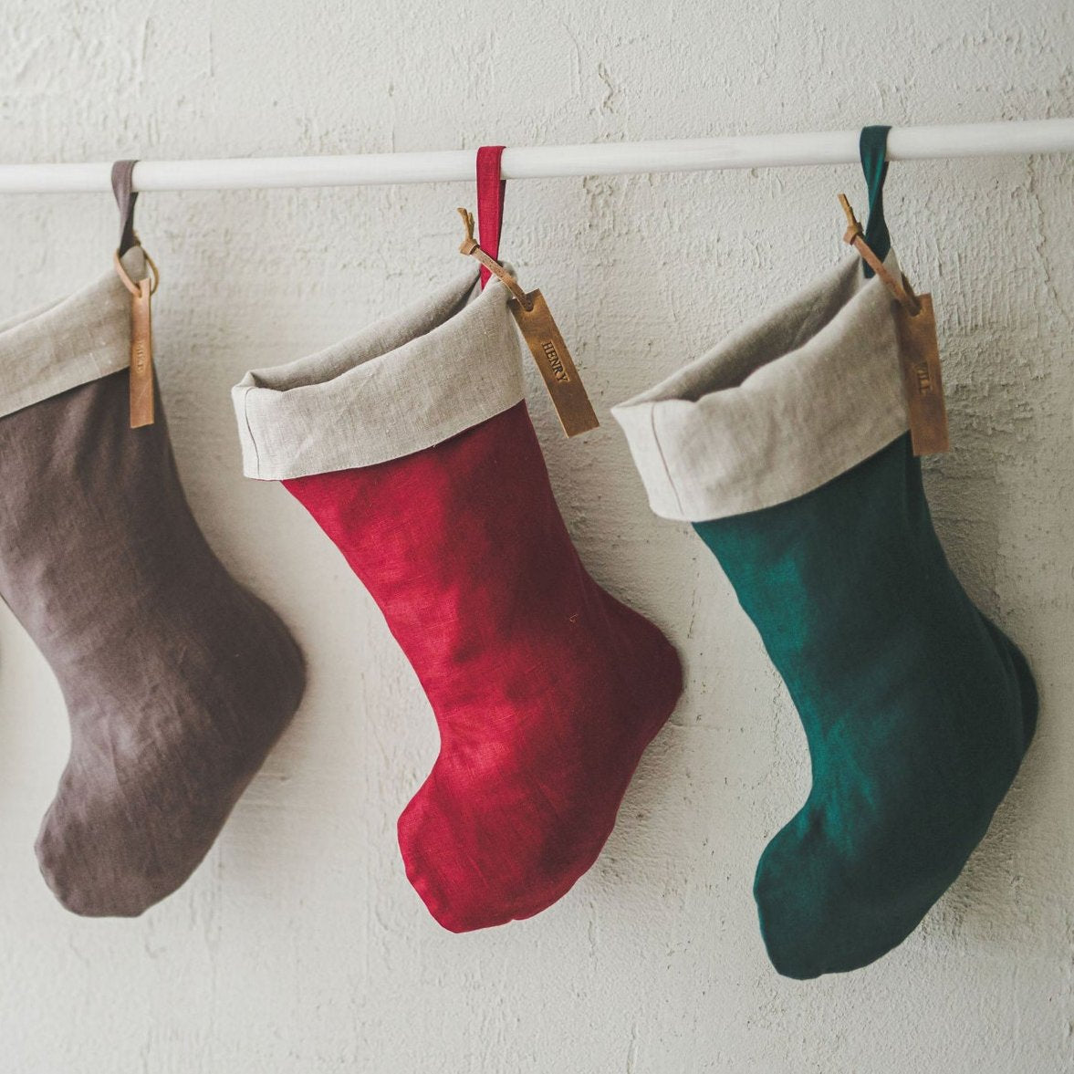 Christmas linen stockings home decoration