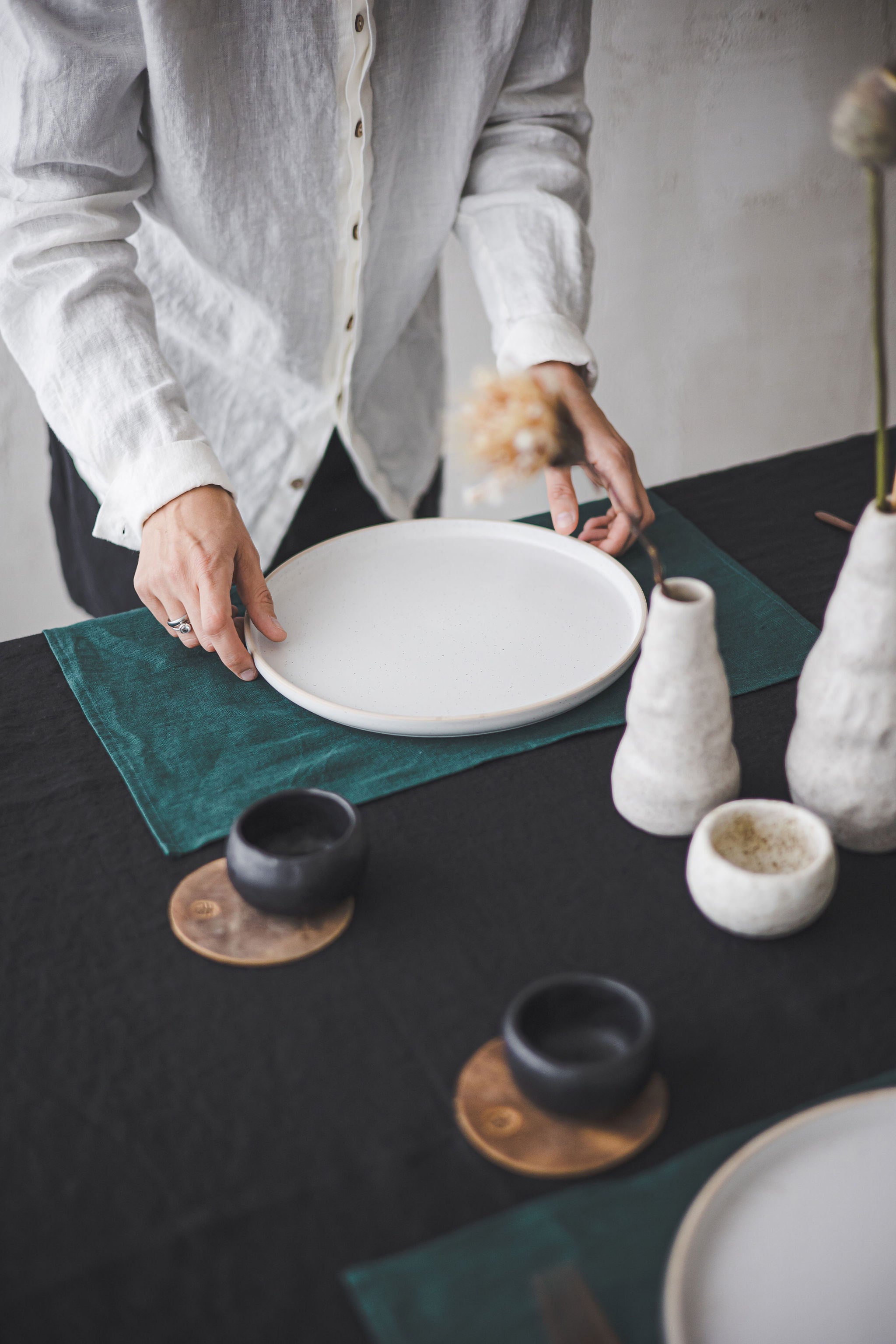 Natural Stonewashed Black Linen Tablecloth Epic Linen