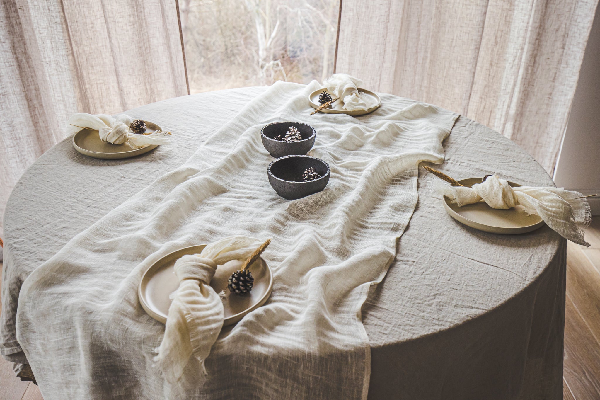 Round Stonewashed Linen Tablecloth Epic Linen