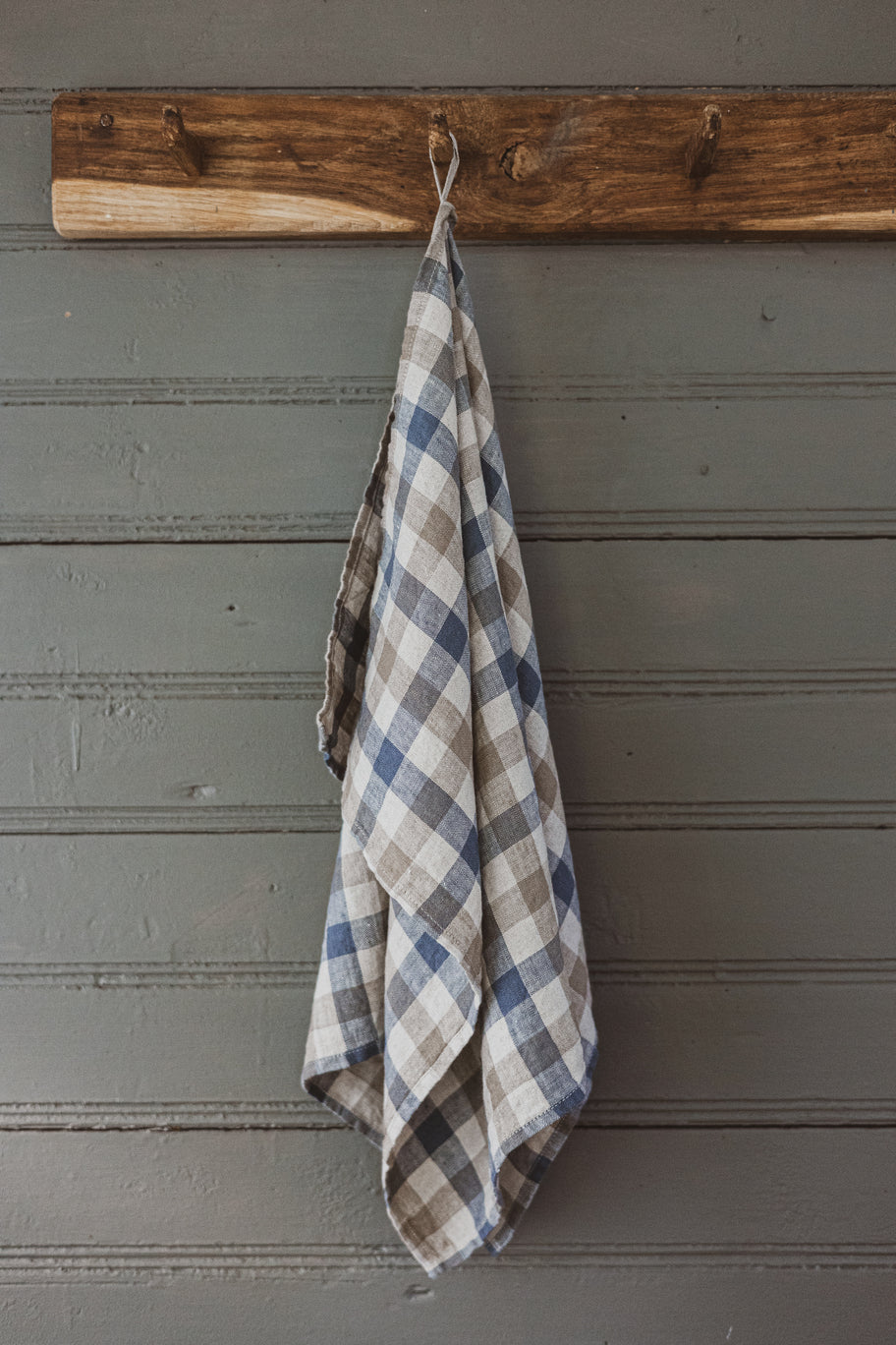 100 % Pure Linen Kitchen Tea Towels Set of 2 In Blue Gray Checks Epic Linen