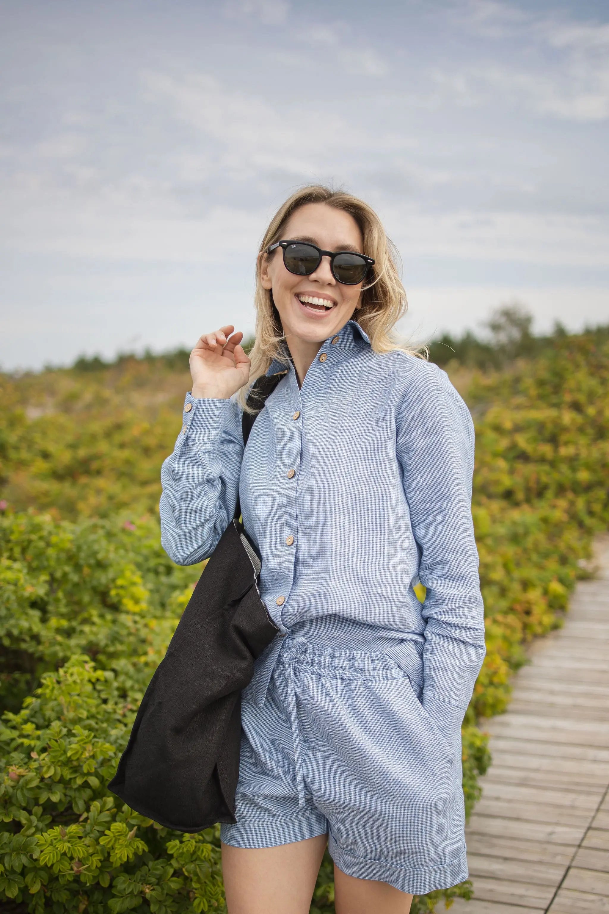 Classic Linen Collar Shirt Goose Steps