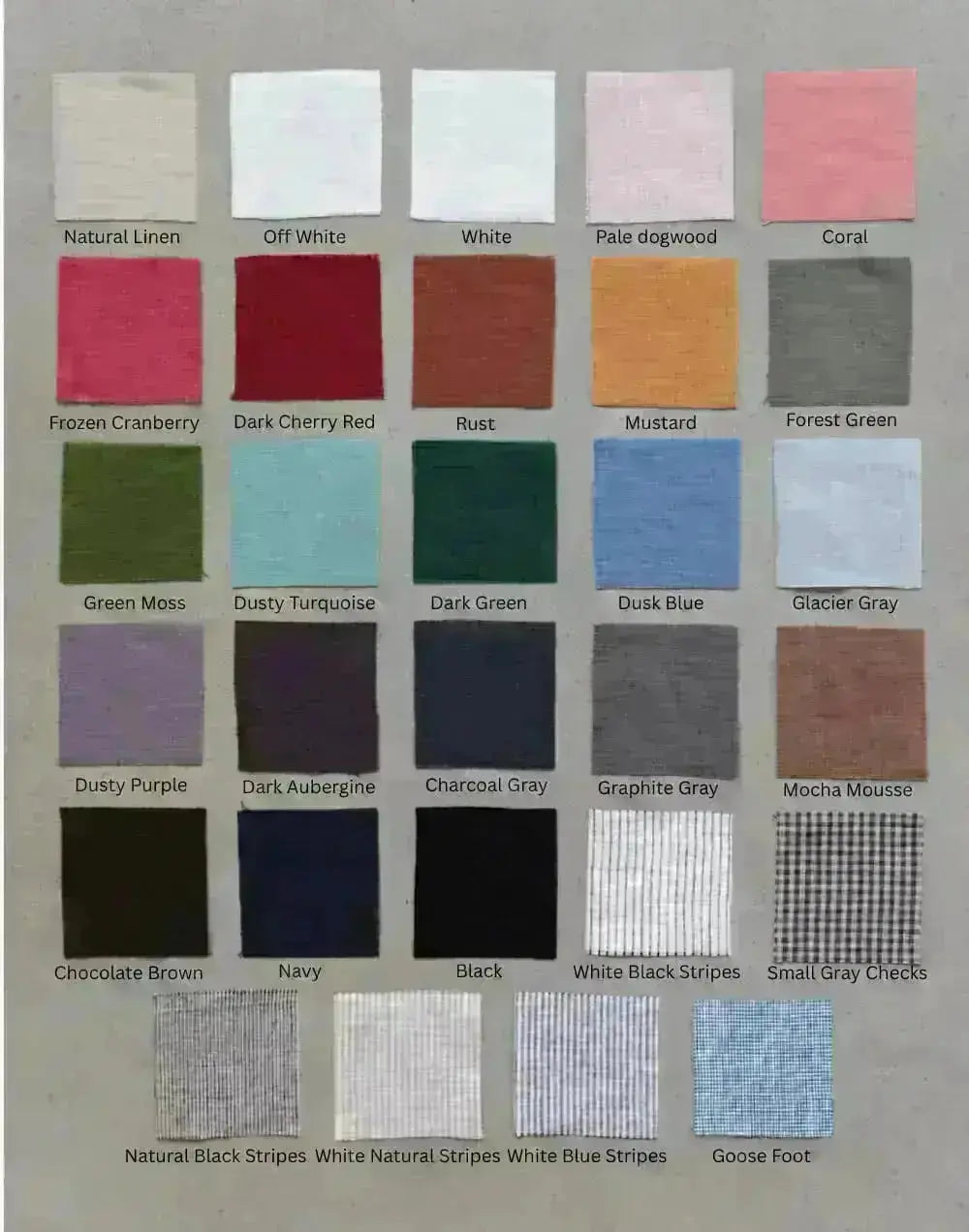Color swatches of Epic Linen, 29 colors