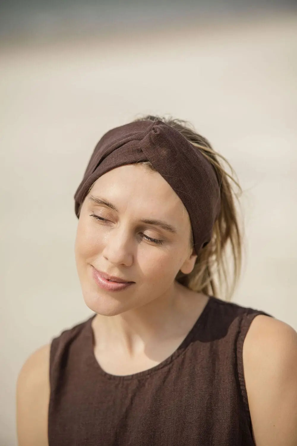 Knotted Elastic Linen Headband