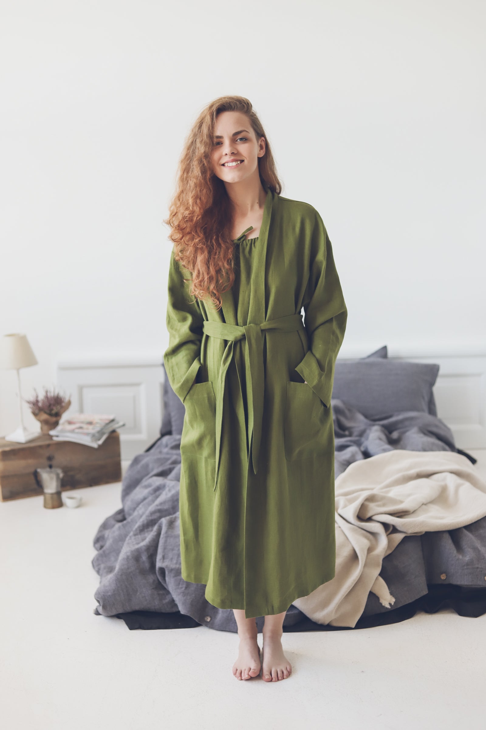 READY TO SHIP Long Linen Bathrobe with Pockets Epic Linen