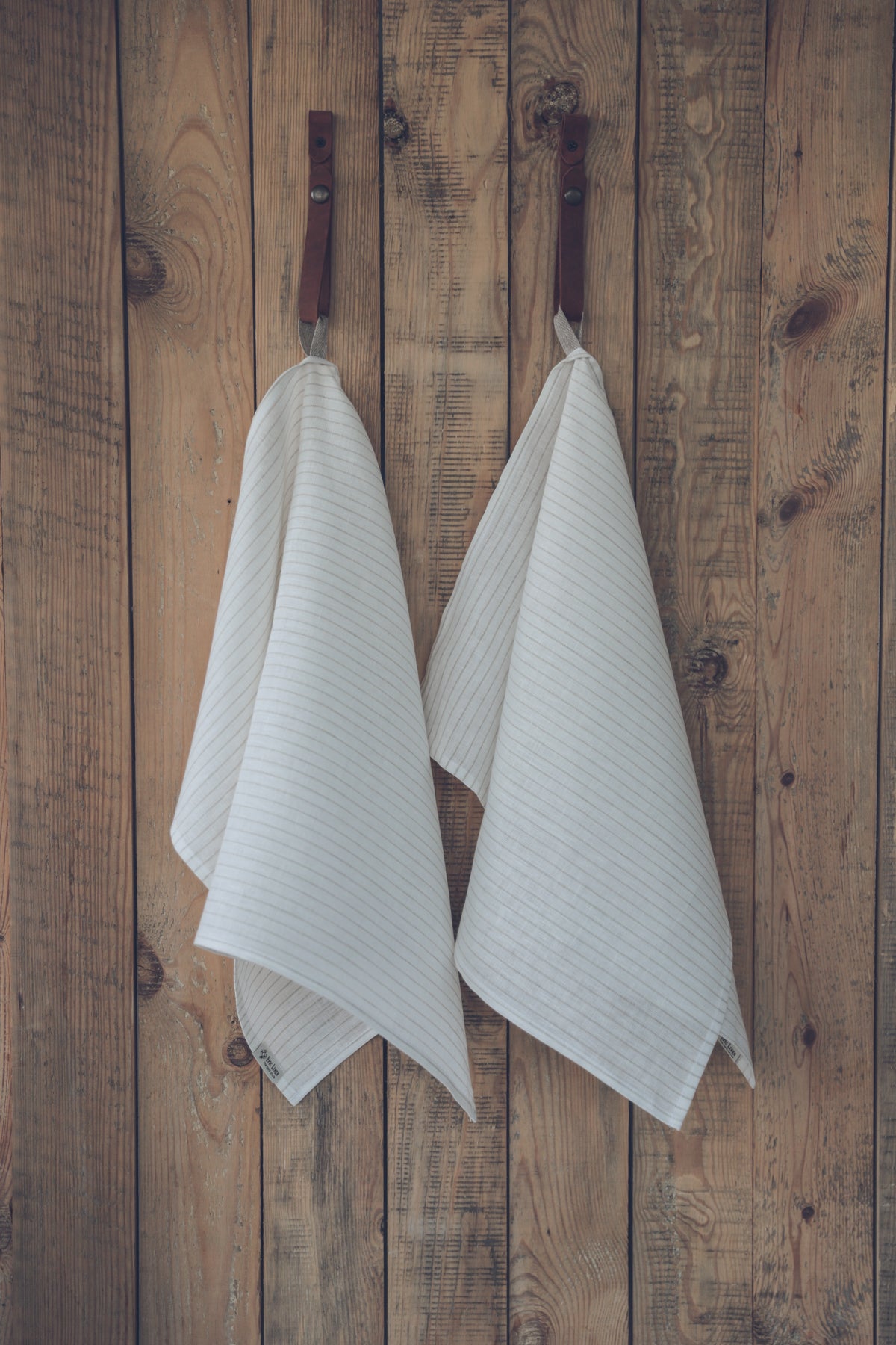 100 % Pure Linen Kitchen Tea Towels In White Stripes Natural x 2 Epic Linen