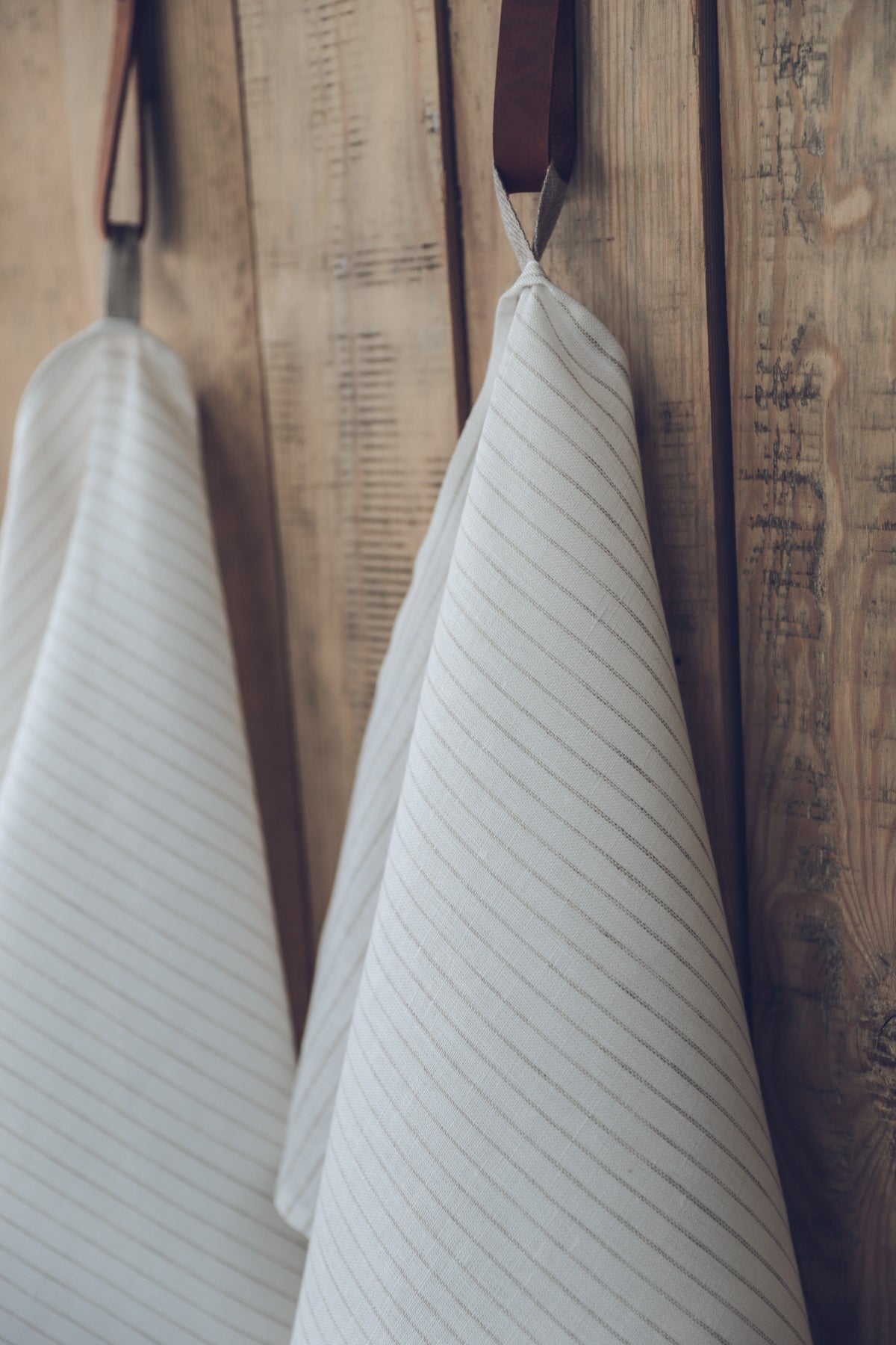 100 % Pure Linen Kitchen Tea Towels In White Stripes Natural x 2 Epic Linen