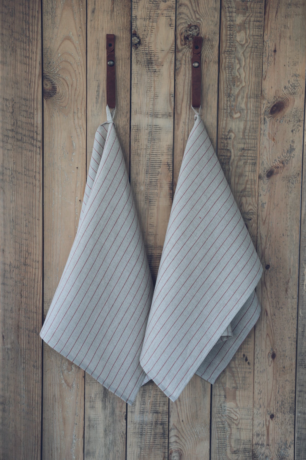 100 % Pure Linen Kitchen Tea Towels In Red Stripes x 2 Epic Linen