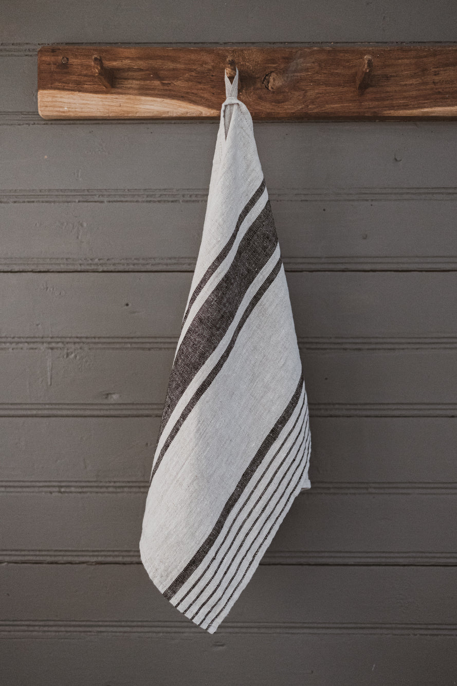Linen Kitchen Towels – Set of 2 Tea Towels with Black Stripes Epic Linen