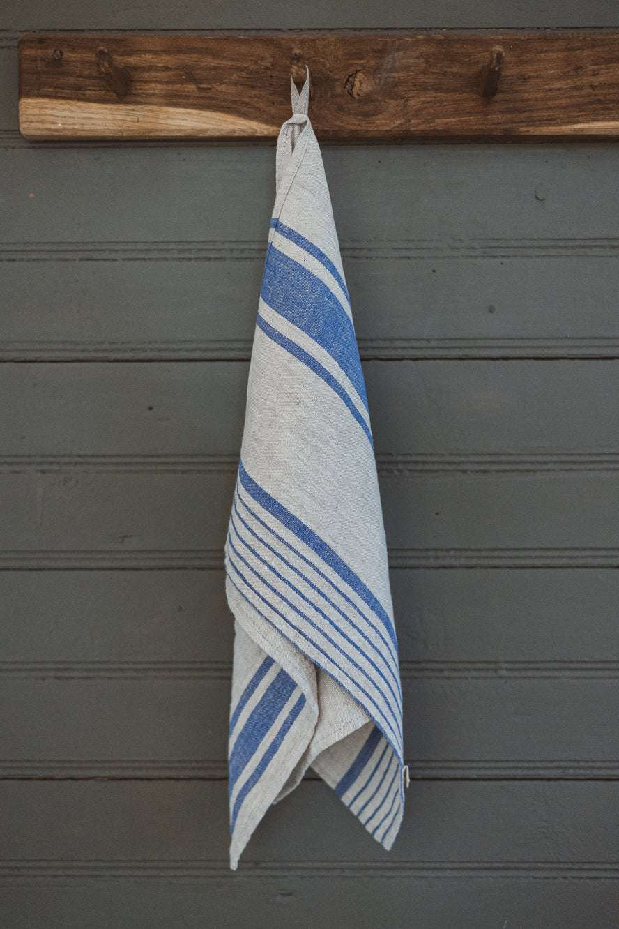 Linen Kitchen Towels – Set of 2 Tea Towels with Dark Blue Stripes Epic Linen