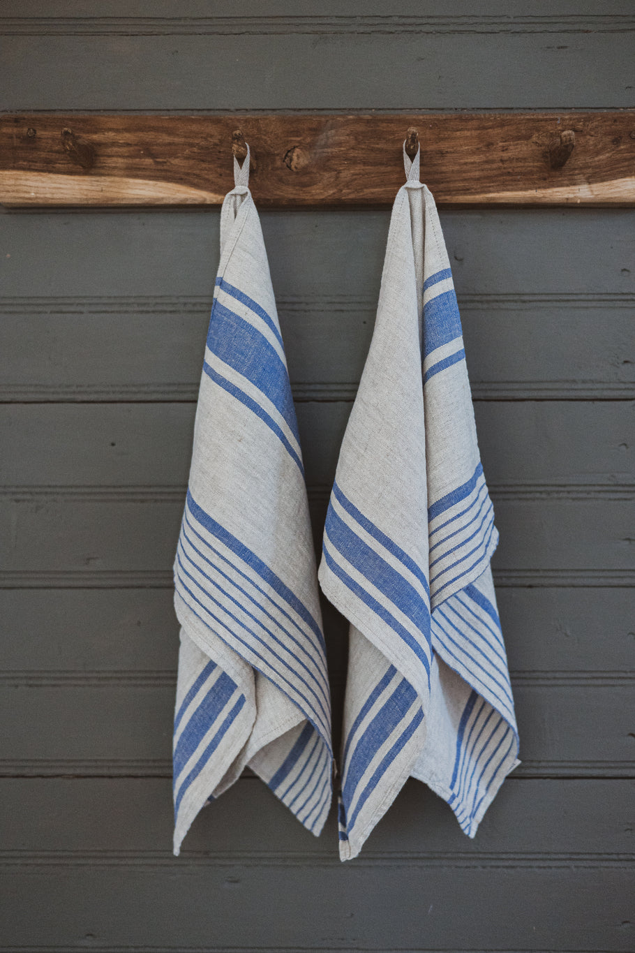 Linen Kitchen Towels – Set of 2 Tea Towels with Dark Blue Stripes Epic Linen