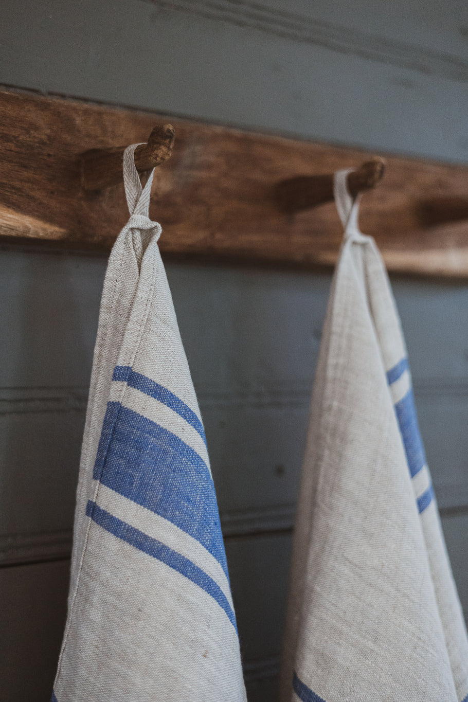 Linen Kitchen Towels – Set of 2 Tea Towels with Dark Blue Stripes Epic Linen