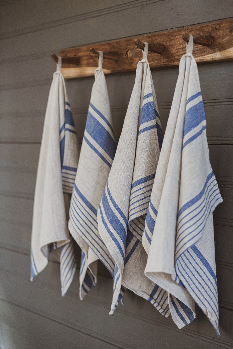 Linen Kitchen Towels – Set of 2 Tea Towels with Dark Blue Stripes Epic Linen