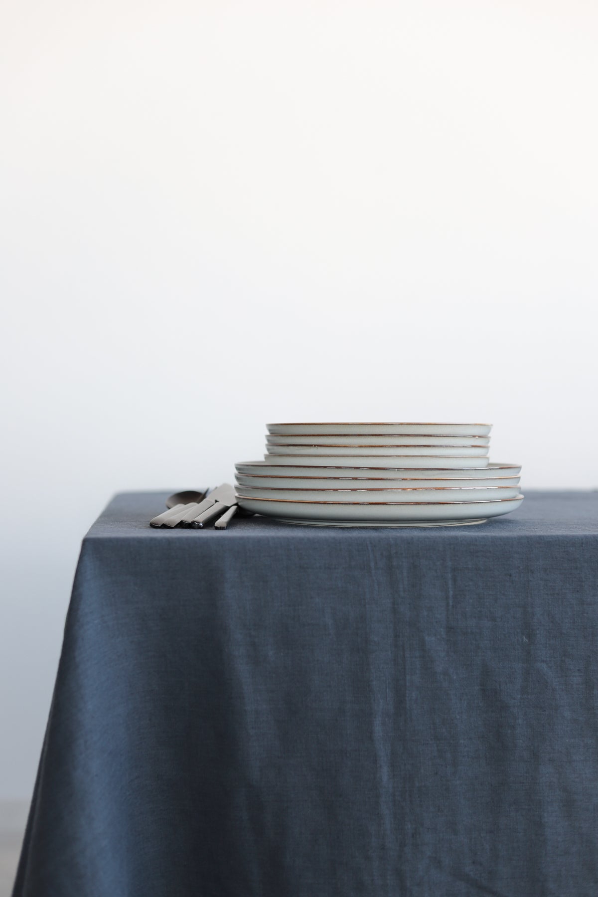 Natural Stonewashed Charcoal Gray Linen Tablecloth Epic Linen