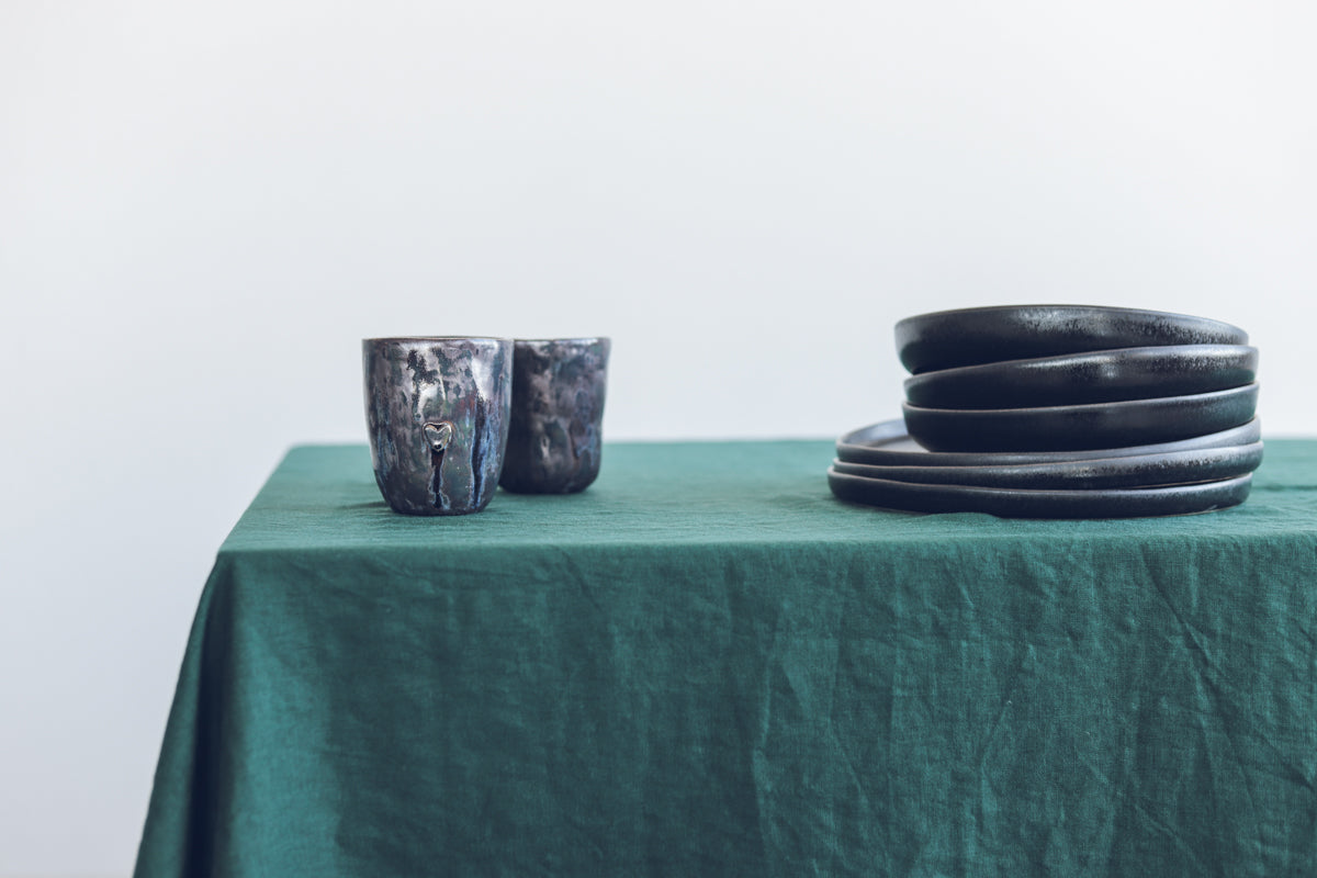 Natural Soft Dark Green Linen Tablecloth Epic Linen