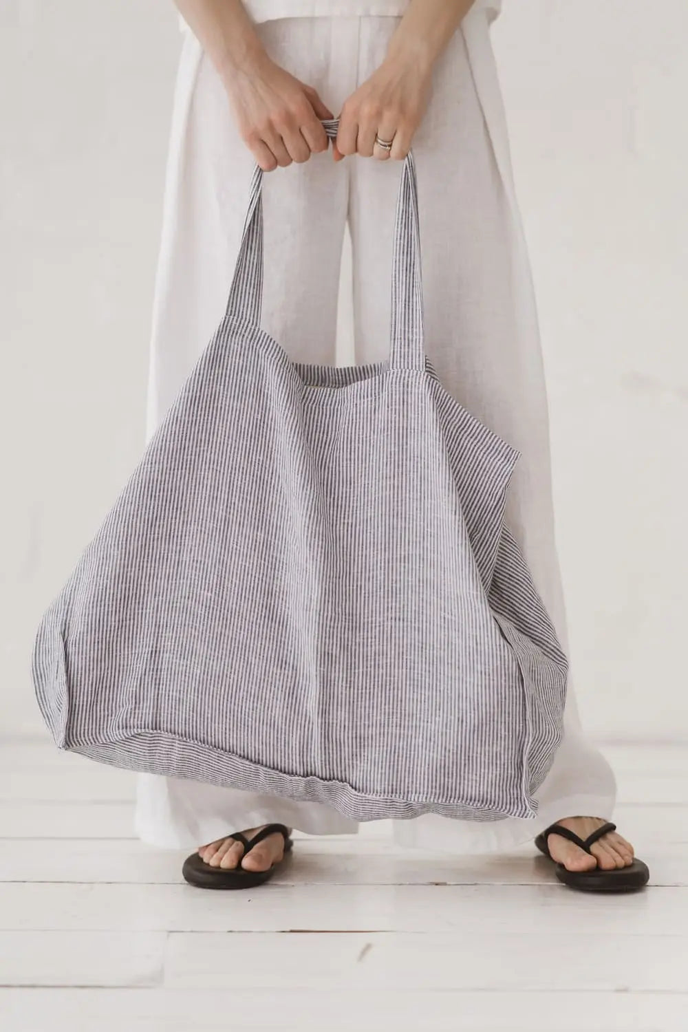 Pure Linen Beach Tote Bag
