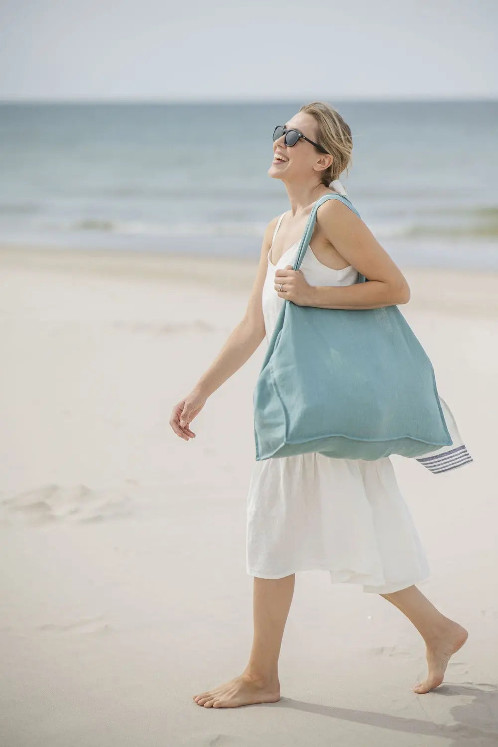 Pure Linen Beach Tote Bag