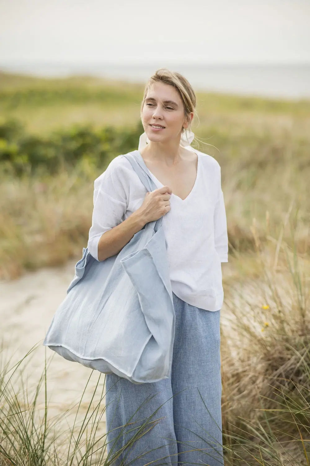 Pure Linen Beach Tote Bag