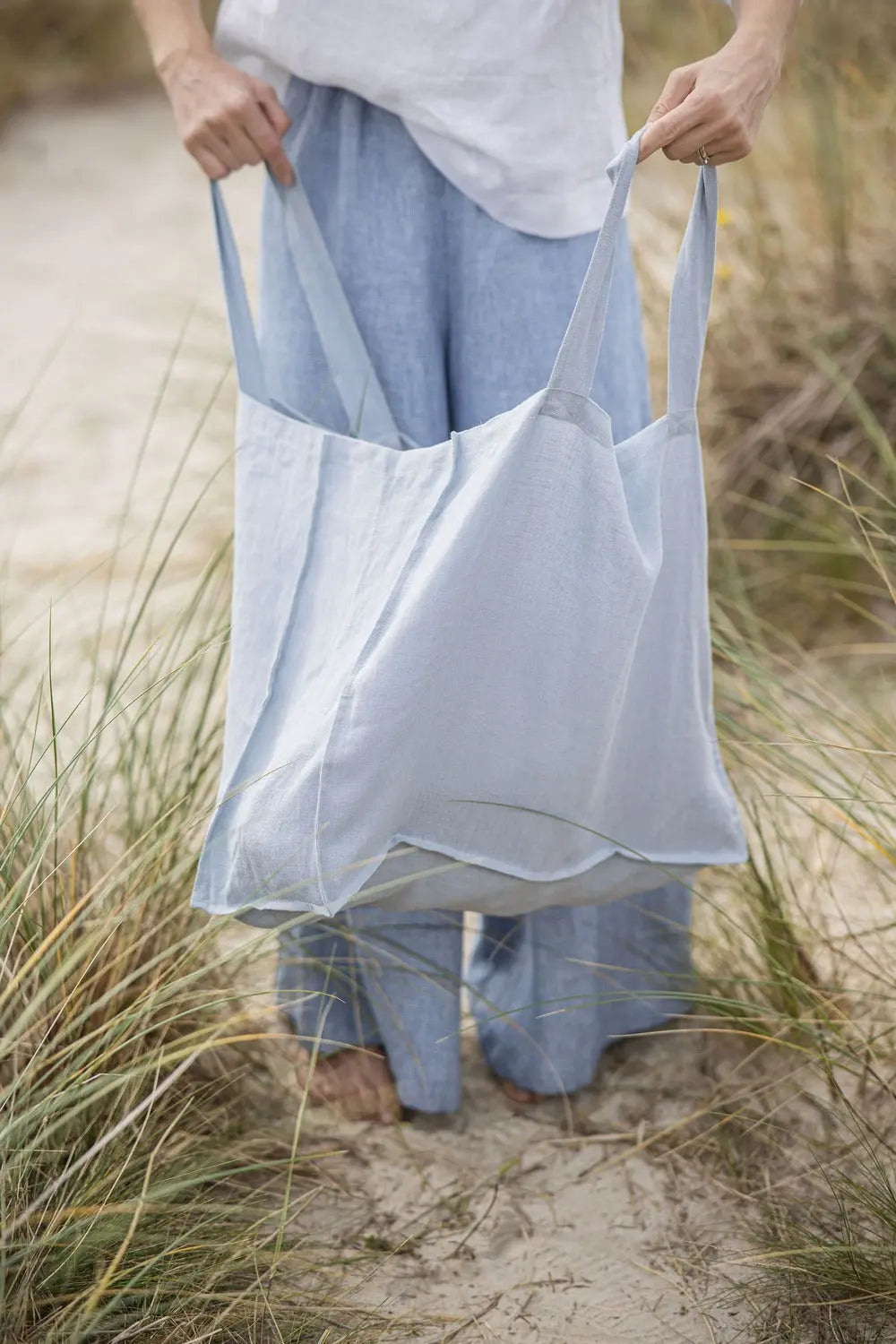 Pure Linen Beach Tote Bag