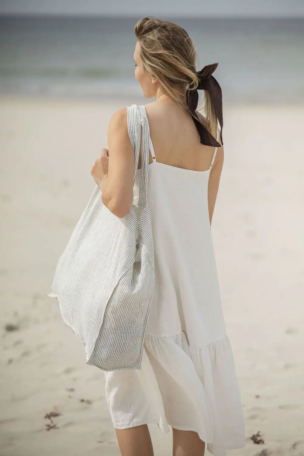 Pure Linen Beach Tote Bag