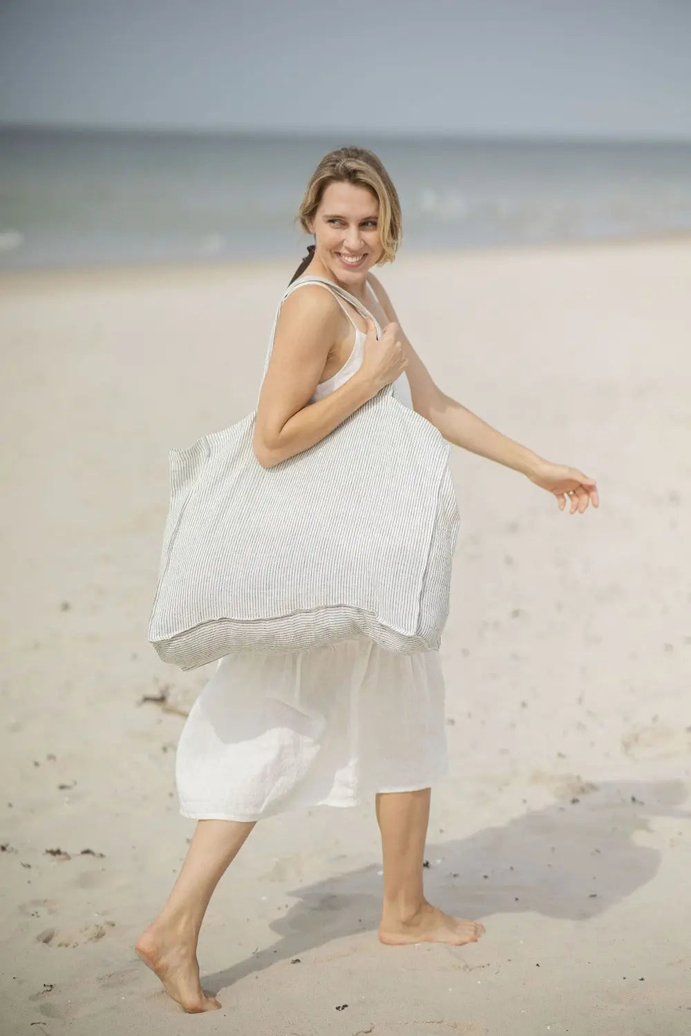 Pure Linen Beach Tote Bag