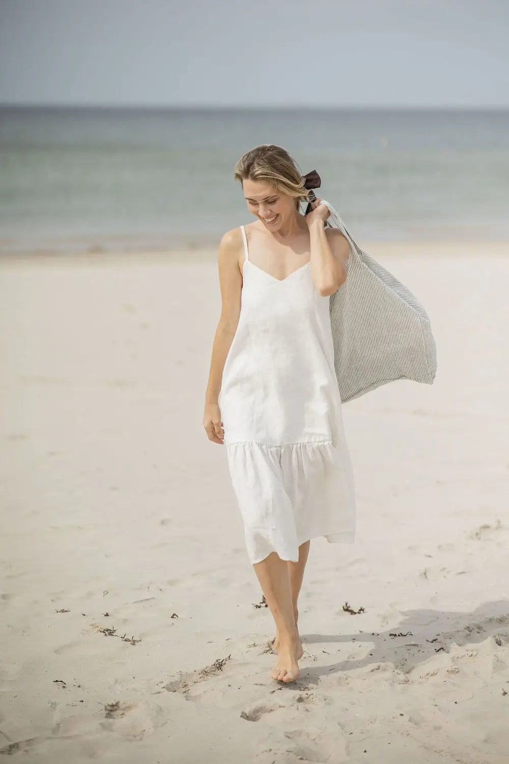 Pure Linen Beach Tote Bag