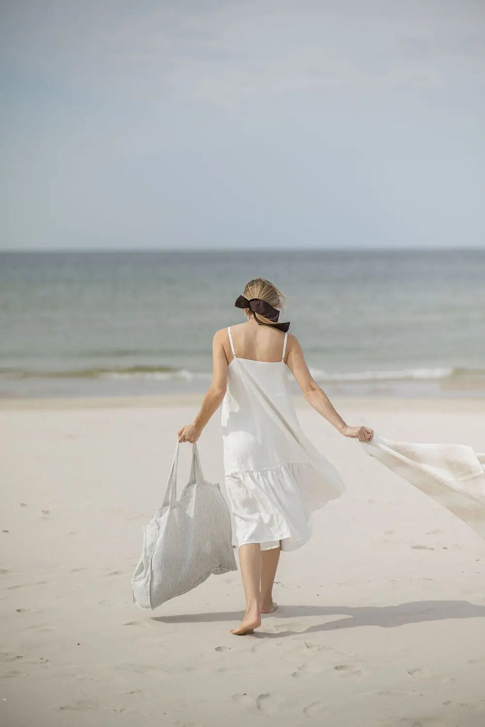 Pure Linen Beach Tote Bag