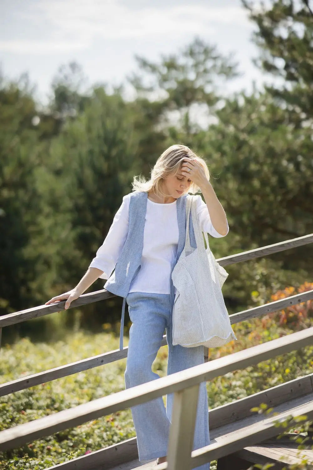 Pure Linen Beach Tote Bag