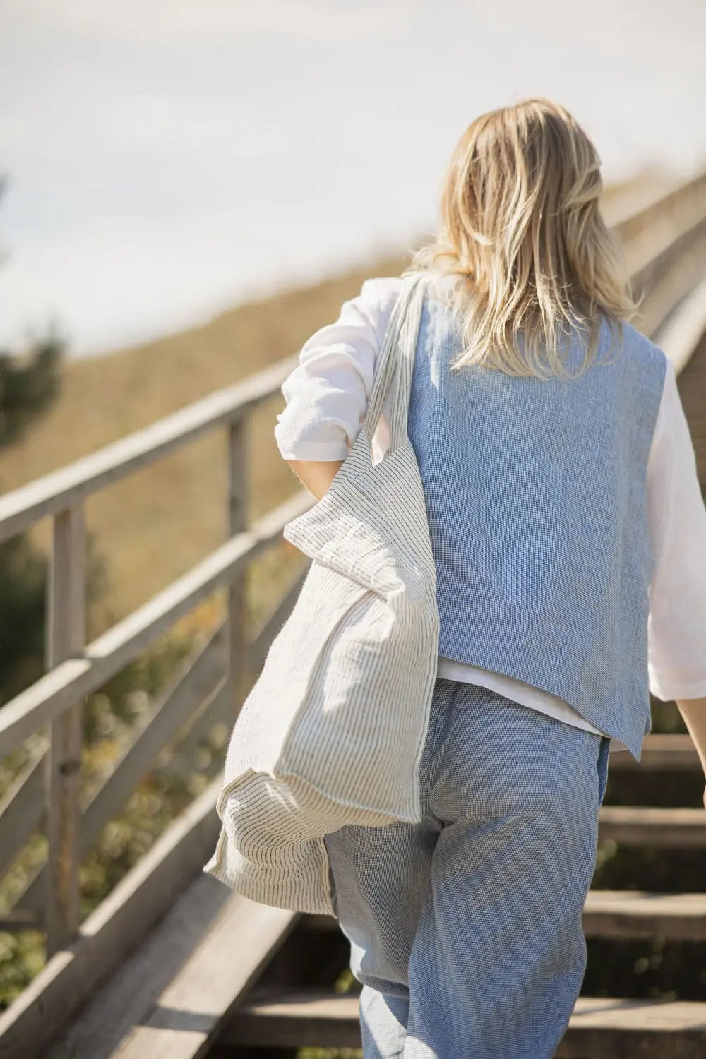Pure Linen Beach Tote Bag