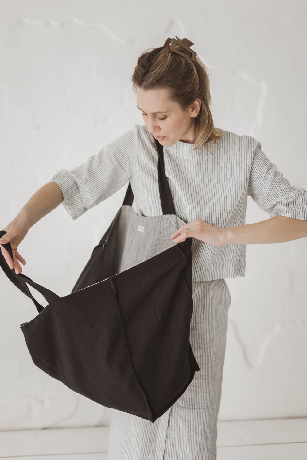 Linen Tote Bag – Dual Reversible Day & Night Carryall
