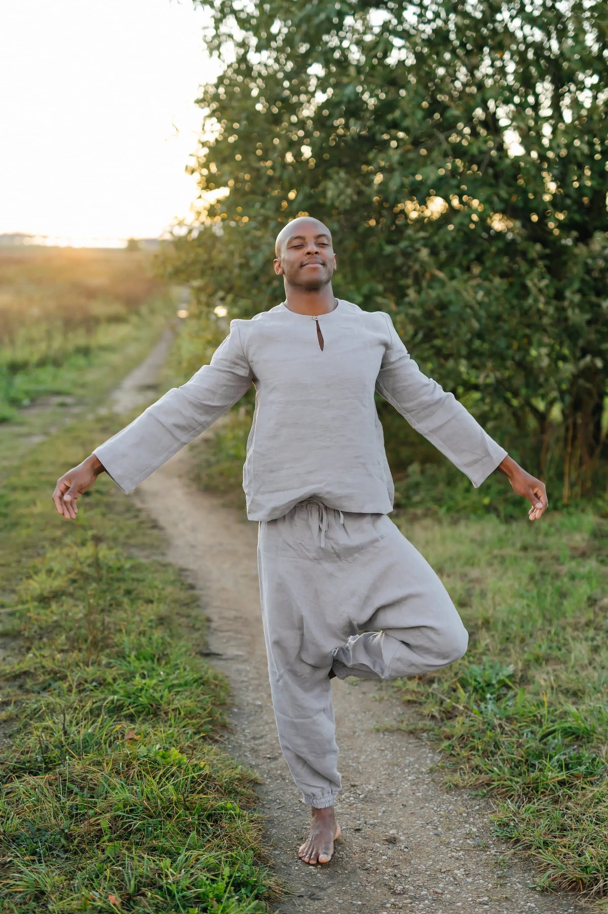 Linen Yoga Pants - Harem Trousers with Drawstring Waist