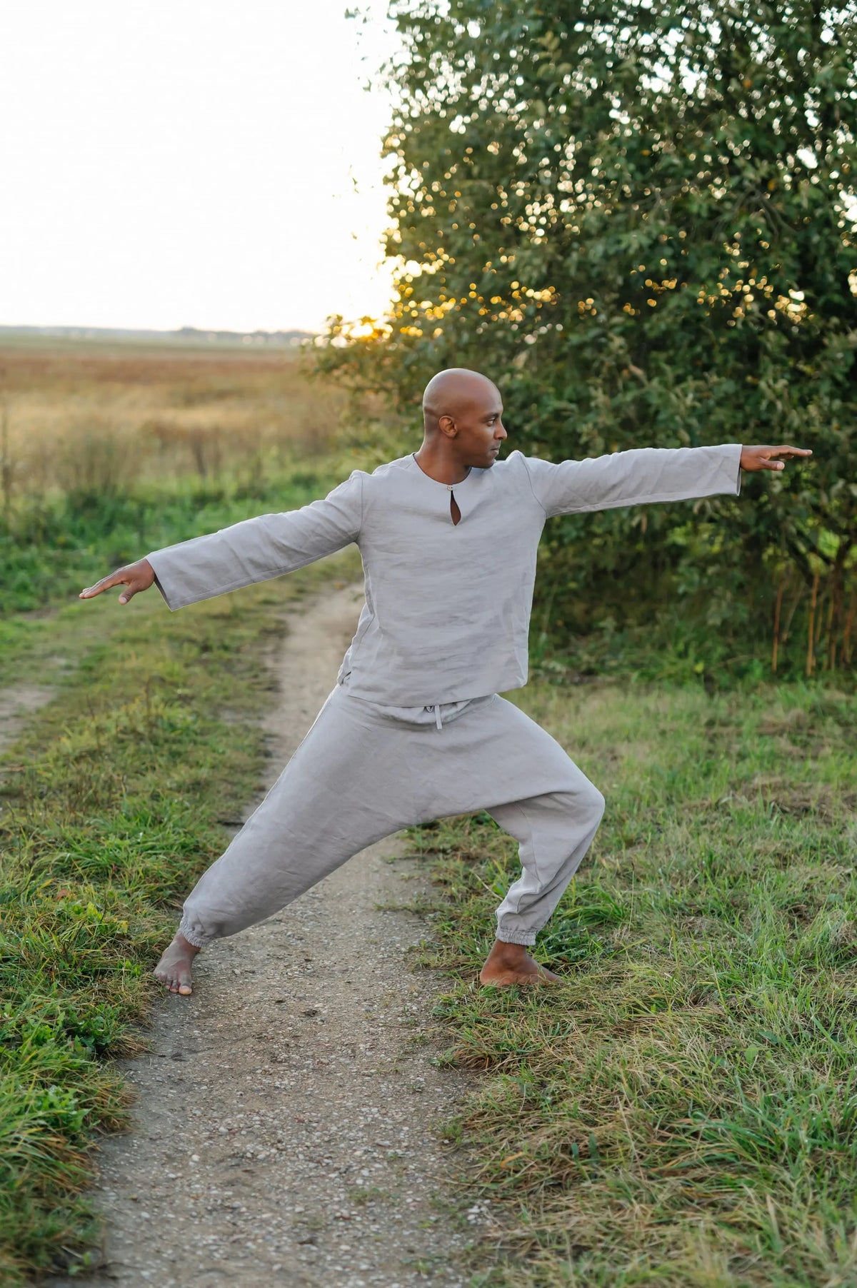 Linen Yoga Pants - Harem Trousers with Drawstring Waist