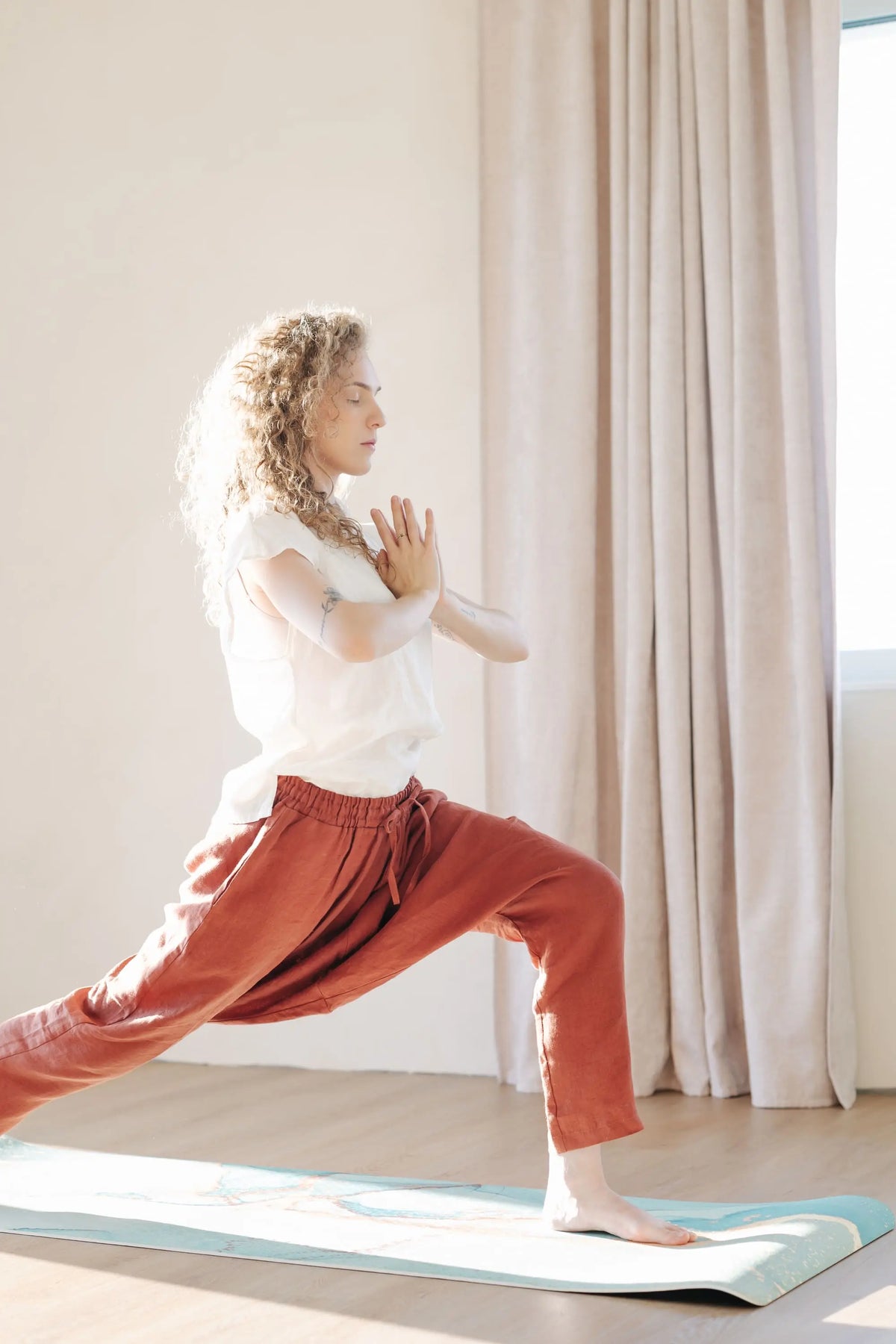 Linen Yoga Pants - Harem Trousers with Drawstring Waist